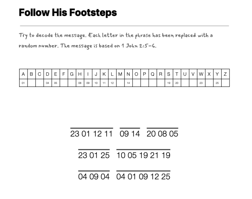 God's Recipe for Life cryptogram